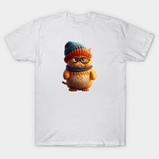 Sleepy Orange Cute Kitty Cat Knitten Kitten T-Shirt